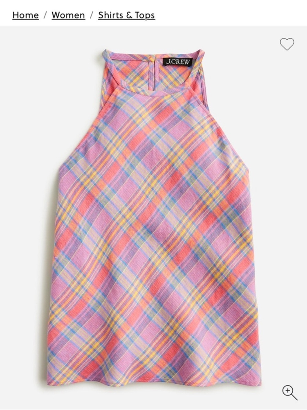 J. Crew Plaid Halter Too in Pink, Coral, Yellow & Blue
